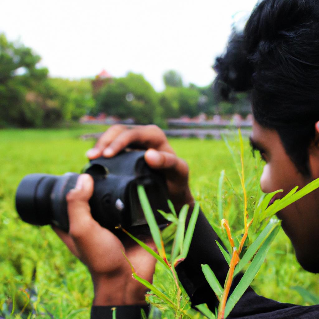 Person capturing nature with camera