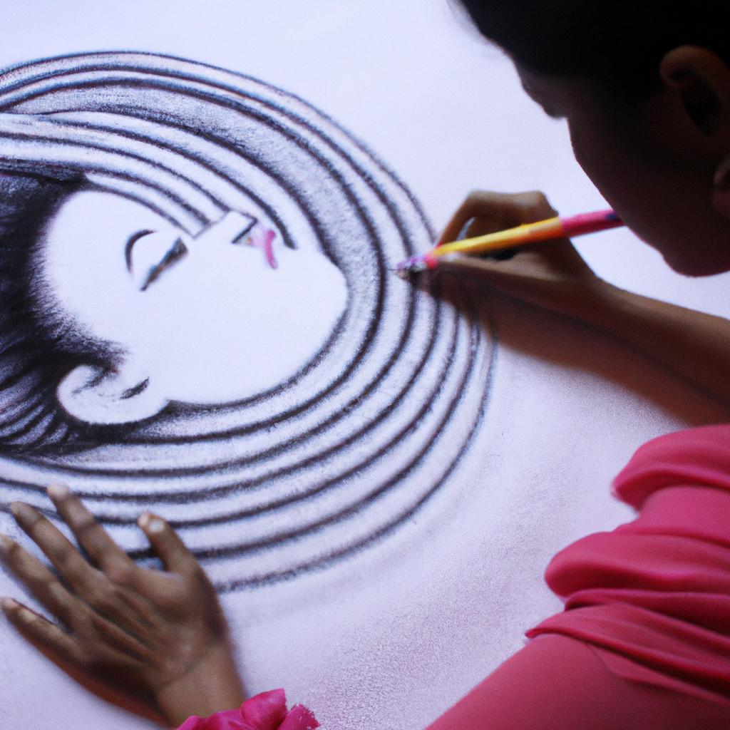 Person using pastel drawing techniques